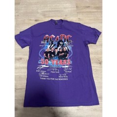 ACDC 50th Anniversary Mens Shirt Purple Size Large Angus Young Bon Scott
