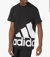 Adidas Men’s Essentials Giant Logo Tee Black with White Logo T-Shirt Medium