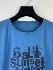 Bali Sunset Waves Shirt Mens 2XL Blue Graphic Crew Neck Short Sleeve Stretch