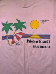 Screen Stars Life’s a Beach San Diego – Pink tee – Size S – Free Shipping