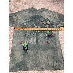 Frog Peace Sign Tree Tie Dye Graphic T-Shirt Green Mens Large vintage