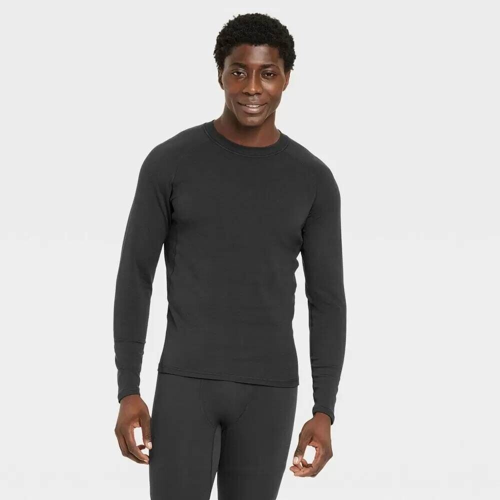 ALL IN MOTION Mens Black Cold Weather Mock Long Sleeve Fitted T-Shirt NEW Medium