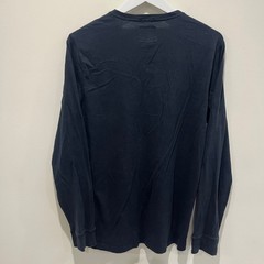 Abercrombie & Fitch Mens Long Sleeve Henley Shirt Blue M Logo Casual Top Preppy