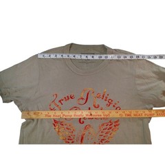 True Religion Rebels Biker Graphic Tee Medium Khaki Winged Cycle Club Horseshoe