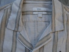 M&S MARKS & SPENCER ECRU MIX LINEN BLEND SHORT SLEEVE SHIRT SIZE L 41-43in CHEST