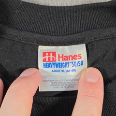 Vintage Hanes T Shirt Mens XL Black Blank Crewneck Heavyweight 50/50 Made USA