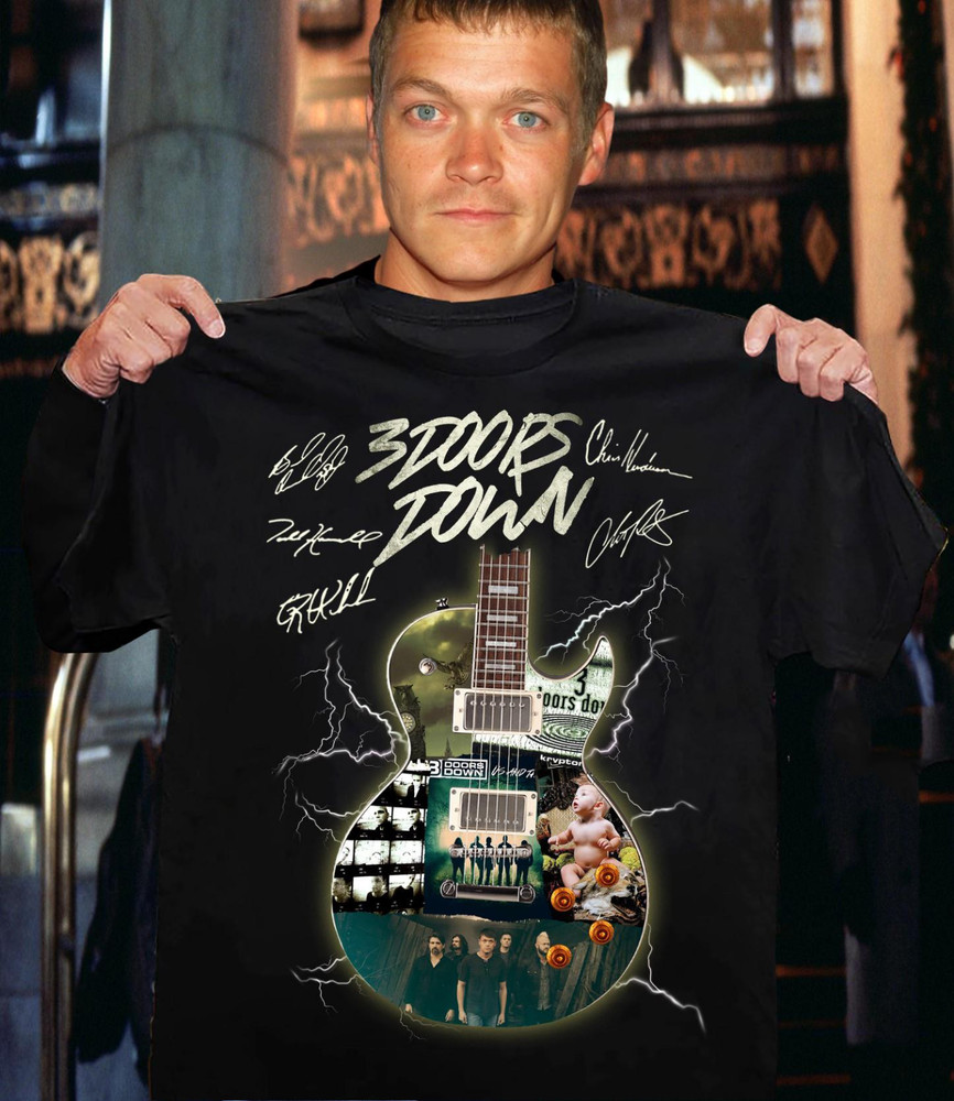 3 Doors Down Band Signatures – CONCERT MUSIC Black All Size Shirt