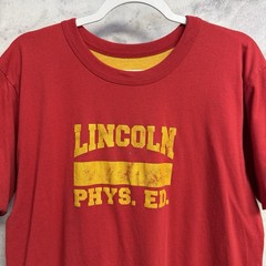 Vintage 90s Double Face Phys Ed T Shirt Mens XL Red/Yellow USA