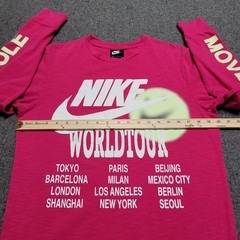 Nike Shirt Mens Small Fireberry Pink Sportswear World Tour Glow In The Dark Tee