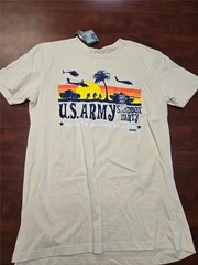 .= 7.62 US Army Men T-Shirt Sandbox Party Logo Large Cream Clr Preshrunk Cotton