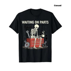 Humorous Skeleton Auto Mechanic T Shirt for Men Women and Couples Trendy Short