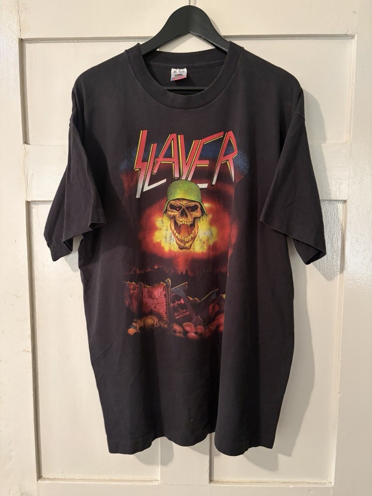 Vintage 1992 XL Slayer Shirt Metal Rock Band Tour Rare Metallica Anthrax Poison