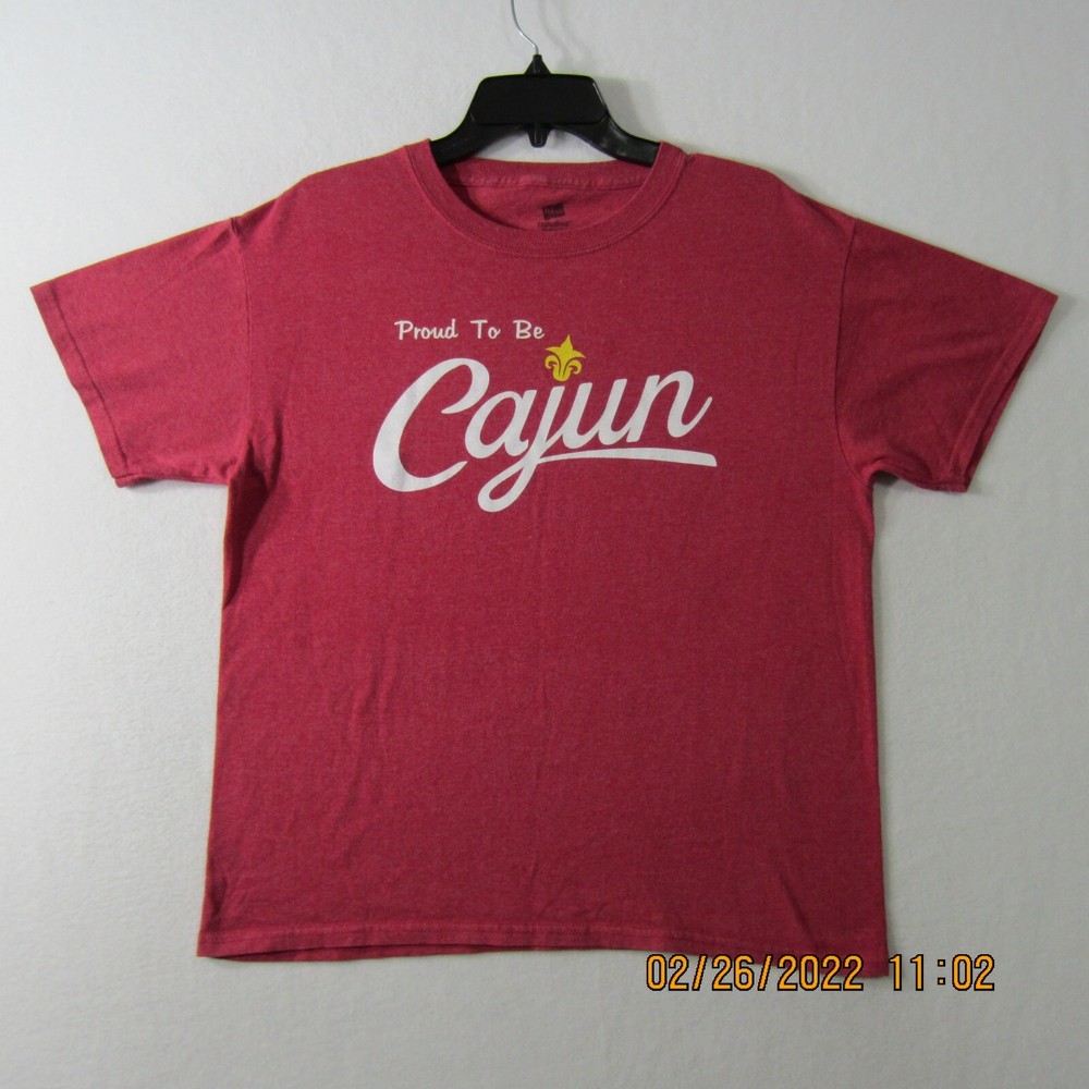 Hanes Shirt Mens Medium Red Comfort Blend EcoSmart Proud To Be Cajun Outdoor