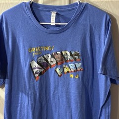 Canvas Unisex Greetings From Asbury Park NJ Graphic Blue Crew Neck T-Shirt L