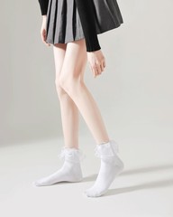 Lace Ruffle Frilly Socks for Women Lace Ankle Socks with Bow US Numeric 5 9 R…