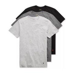 Polo Ralph Lauren Men’s Gray-Charcoal-Black Classic Fit Crew-Neck 3 Pack T-Shirt