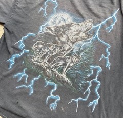 Vintage 90s Single Stitch Distressed Sun Faded American Thunder Lightning Tee
