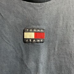 Tommy Jeans T-Shirt Men’s Large Blue Center Embroidered Logo Cotton Hilfiger