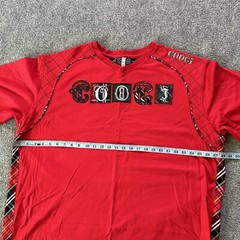 Coogi Shirt Men XXXL Red Plaid Patch Embroidered Vintage Y2K T-shirt Baggy 90’s