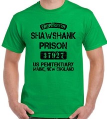 Shawshank Redemption T-Shirt Property Of Prison Mens Funny Movie Stag Doo Do