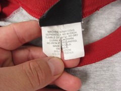 Vintage Buckle Shirt Adult Large Gray Red USA Made Baseball Raglan Single Stitch