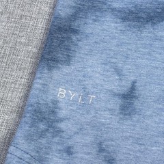 BYLT Tie-Dye Gym T-Shirt Mens Large Blue Relaxed Graphic Crew Neck Stretch