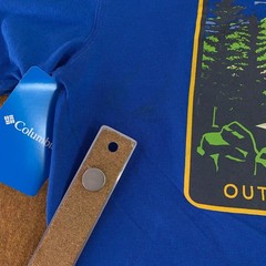 Columbia Mens Small Blue Serene Graphic Short Sleeve Crew Neck Tee NWT *Flaw