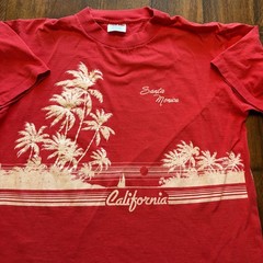 Vintage Santa Monica California Shirt Mens XL Red Oneita Tee T-Shirt USA 80s