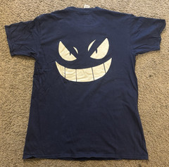 Pokemon Gengar Dark Blue T-Shirt (Unisex Size Large) Back Logo Glow In The Dark