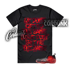 Foamposite One Stranger Black Bright Crimson Red Lightning T Shirt Match DIFF