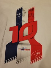 Pierre Gasly #10 Formula 1 Toro Rosso White Short Sleeve Shirt For Men Size M