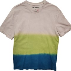 Pre-owned good condition men size small cotton neon green blue striped t shirt