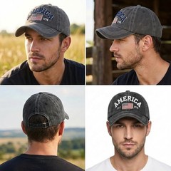 Men’s American Flag Patriot Baseball Cap Unisex Retro Washed USA Dad Hat Adju…