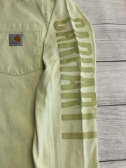 Carhartt Shirt Mens Medium Yellow Long Sleeve Pocket Logo Tagless Relaxed Fit
