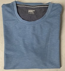 Lands End Mens Classic Fit 4-Way Stretch Tee Shirt BLUE Crewneck XL Short Sleeve
