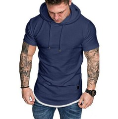 Camiseta Con Capucha Camisa De Algodón De Manga Corta Moda Deportivo Para Hombre