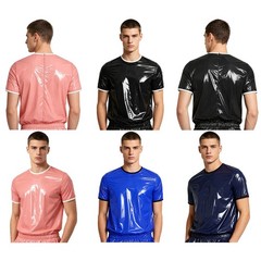 Men T-shirt Short Sleeve Tops Comfortable Top Sports Contrasting Modern Trim