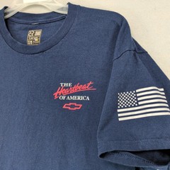 Chevrolet Heartbeat Of America Logo Navy T-Shirt Mens L Reflective Flag Chevy