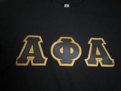 Alpha Phi Alpha Short Sleeve Black T Shirt w/ 4″ Greek Embroidered sz XL