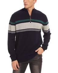 Men’s 1/4 Zip Polo Sweater Winter Fall Casual Stripe Pullover Long Sleeve Shirts