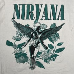 Nirvana In Utero T-Shirt Mens Medium White Angel Tour Retro Double Sided VTG