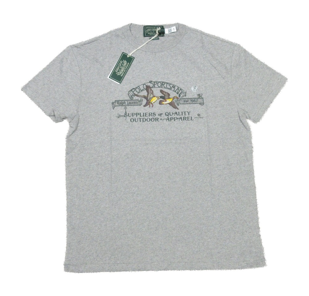 Polo Ralph Lauren Men’s Grey Sportsman Graphic Print Classic Fit T-Shirt (XL)