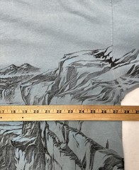 Vintage Habitat Wilderness Nature Wolf All Over Print Embroidered Shirt XXL Blue