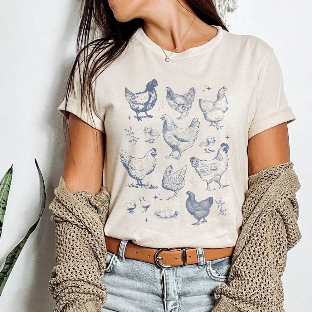 Retro Chicken Graphic T-Shirt Distressed Unisex Tee