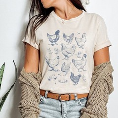 Retro Chicken Graphic T-Shirt Distressed Unisex Tee