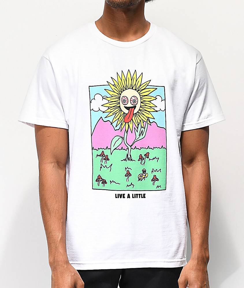 ALAB A-Lab Mens Live A Little Sunflower Live A Little White Tee Shirt New S,M,L