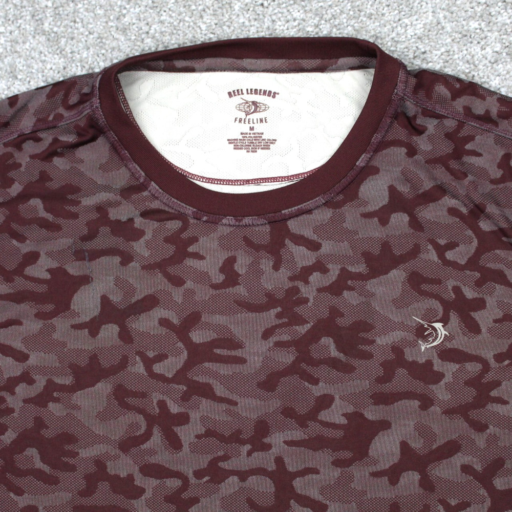 Reel Legends Shirt Mens Medium Red Camo Freeline Performance Fishing Long Sleeve