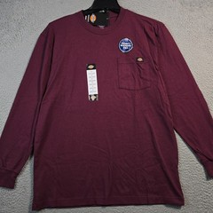 Dickies Heavyweight SHIRT Mens MEDIUM Red Burgundy Work Relaxed Long Sleeve NWT