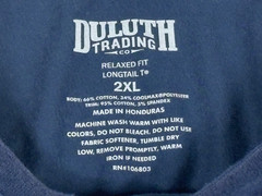 Duluth Trading T Shirt Men 2XL Navy Relaxed Fit Longtail Casual Workwear Tough