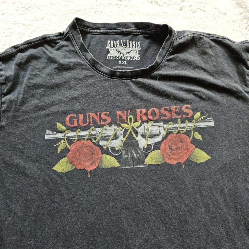 Guns N’ Roses Faded Black Graphic Tee Rock Band T-Shirt XXL lucky Brand Grunge